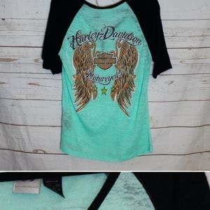 Harley Davidson Sheer Bling Shirt Wings Med